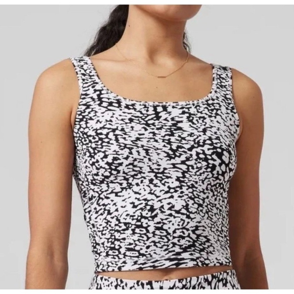 Athleta Women’s Black and White Shanti Square Neck Cropped Tank - M